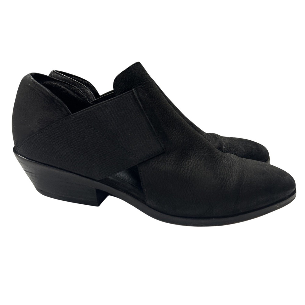 Eileen Fisher Women's 8.5 "Perry" Tumbled Nubuck Booties in Black Clog Mule